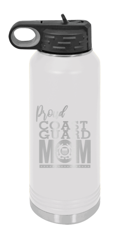 Coast Guard Mom - 32oz Water Bottle Laser Engraved- White