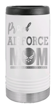 Load image into Gallery viewer, Proud Air Force Mom Laser Engraved Slim Can Insulated Koosie
