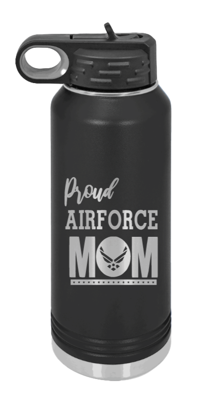 Air Force Mom - 32oz Water Bottle Laser Engraved- Black