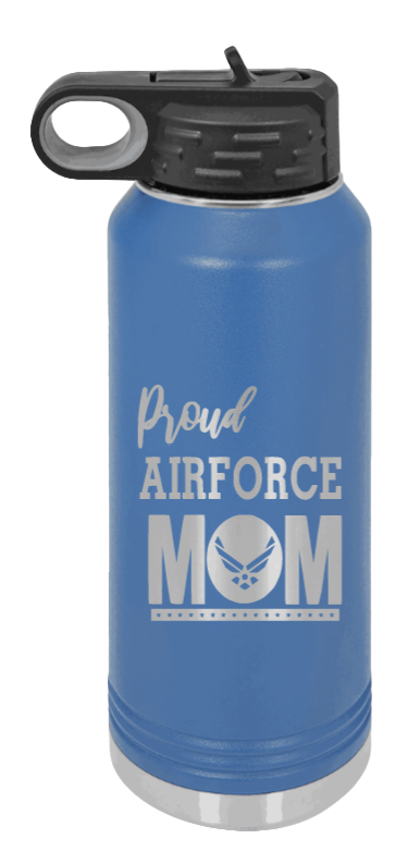 Air Force Mom - 32oz Water Bottle Laser Engraved- Royal Blue