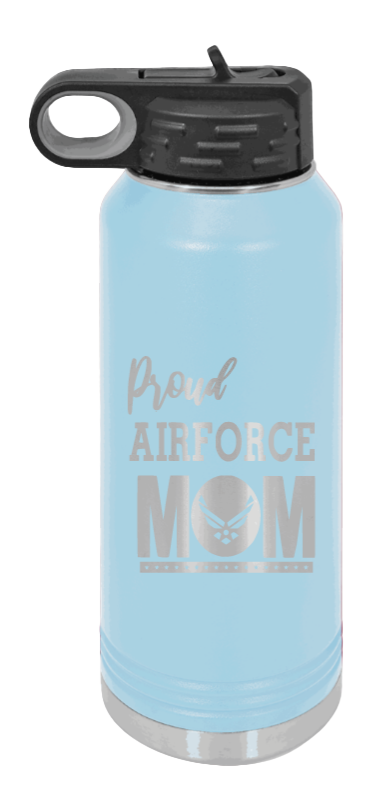 Air Force Mom - 32oz Water Bottle Laser Engraved- Light Blue