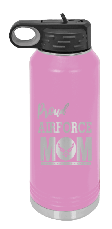 Air Force Mom - 32oz Water Bottle Laser Engraved- Light Purple