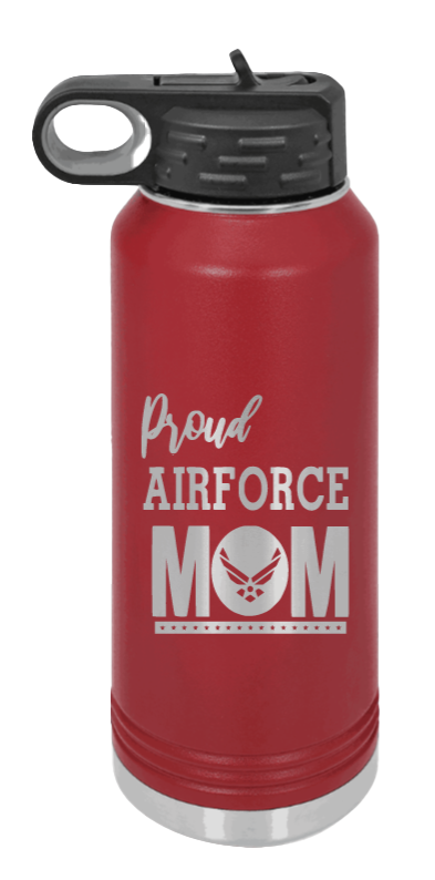 Air Force Mom - 32oz Water Bottle Laser Engraved- Maroon