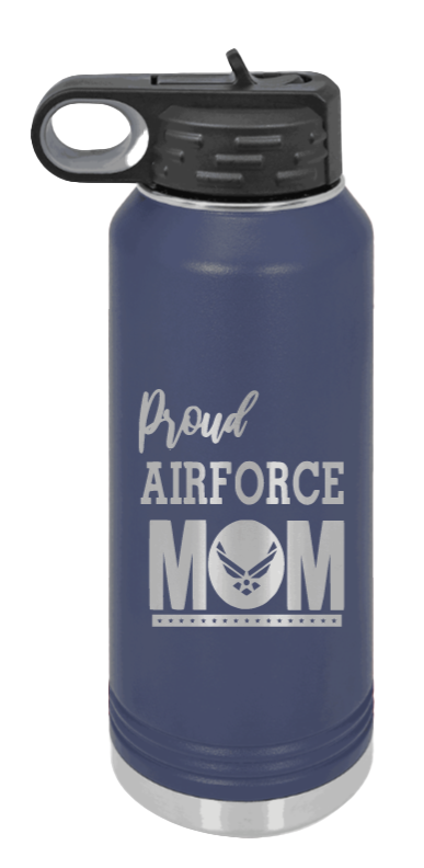 Air Force Mom - 32oz Water Bottle Laser Engraved- Navy