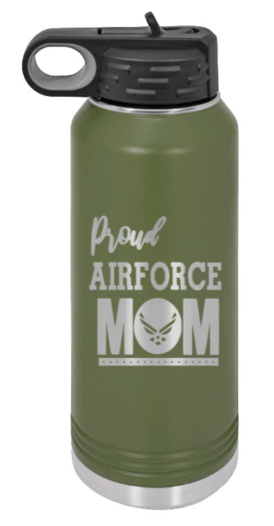 Air Force Mom - 32oz Water Bottle Laser Engraved- Olive