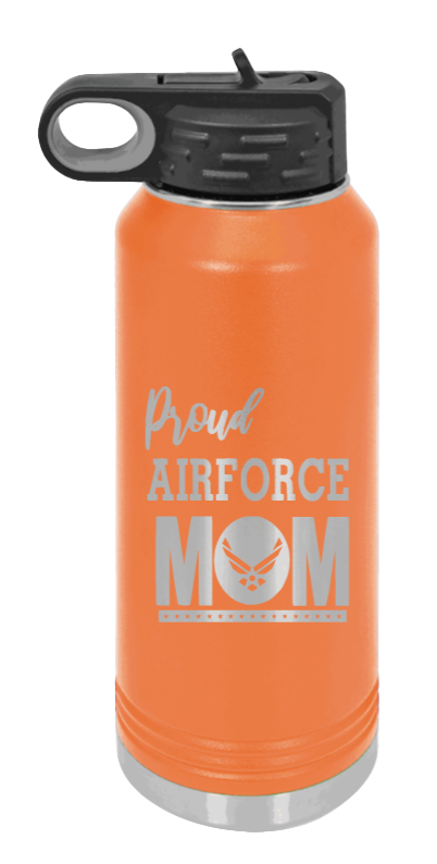 Air Force Mom - 32oz Water Bottle Laser Engraved- Orange