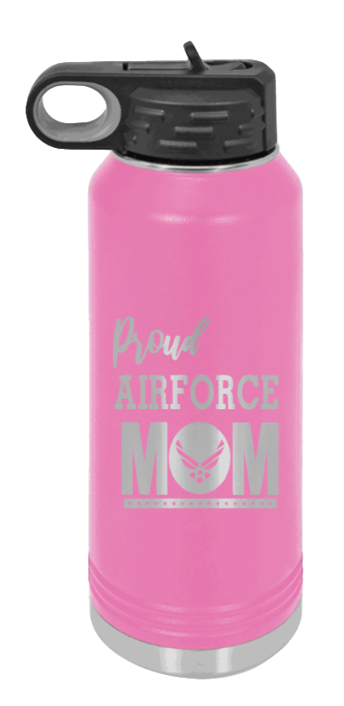 Air Force Mom - 32oz Water Bottle Laser Engraved- Pink