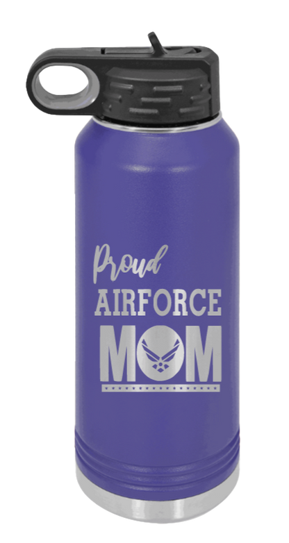 Air Force Mom - 32oz Water Bottle Laser Engraved- Purple