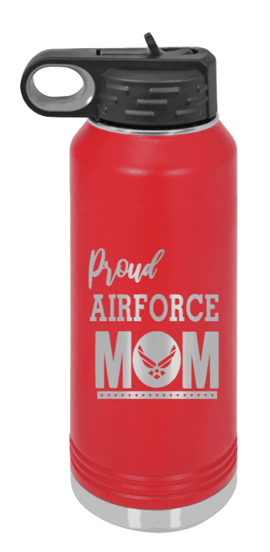 Air Force Mom - 32oz Water Bottle Laser Engraved- Red