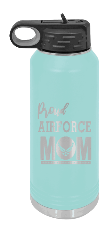 Air Force Mom - 32oz Water Bottle Laser Engraved- Teal
