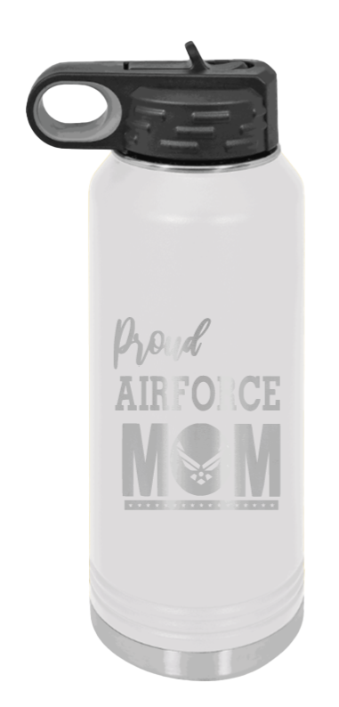 Air Force Mom - 32oz Water Bottle Laser Engraved- White