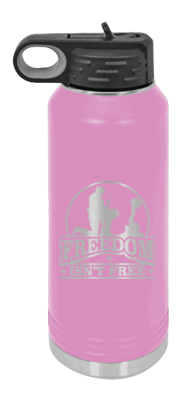 Freedom Isn't Free - 32oz Water Bottle Laser Engraved- Light Purple