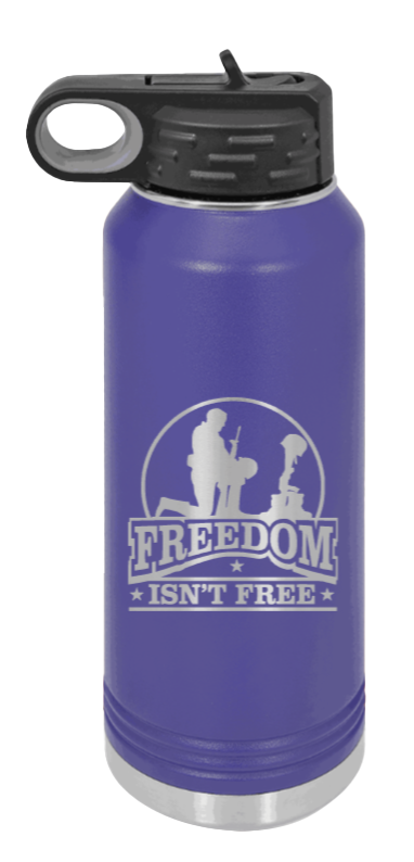 Freedom Isn't Free - 32oz Water Bottle Laser Engraved- Purple