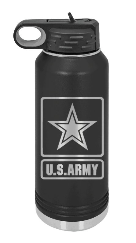 Army - 32oz Water Bottle Laser Engraved- Black