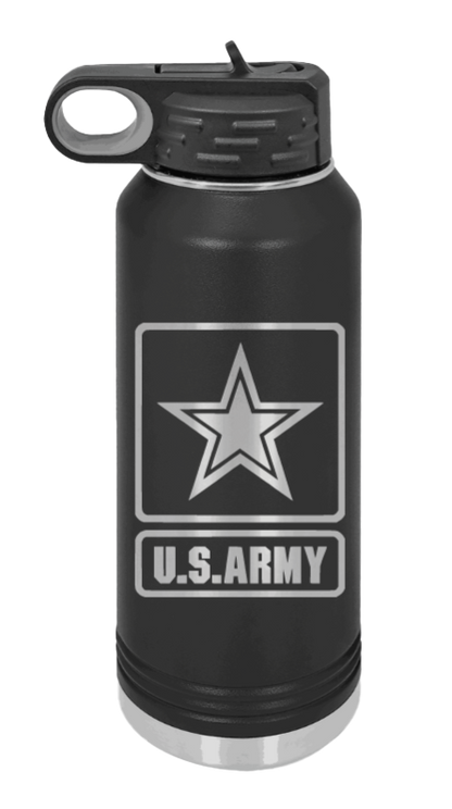Army - 32oz Water Bottle Laser Engraved- Black