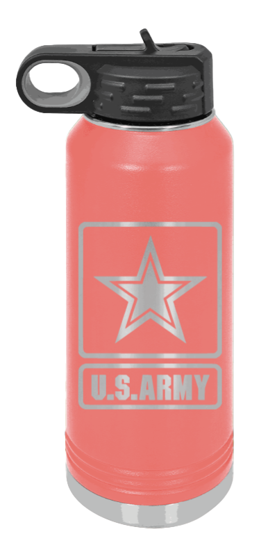 Army - 32oz Water Bottle Laser Engraved- Coral