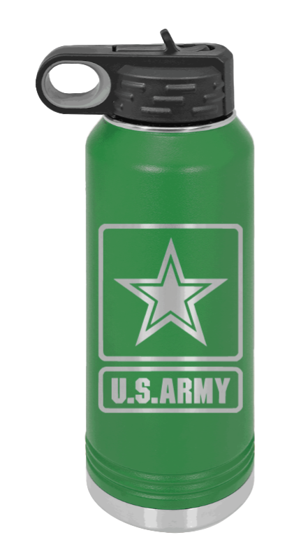 Army - 32oz Water Bottle Laser Engraved- Green
