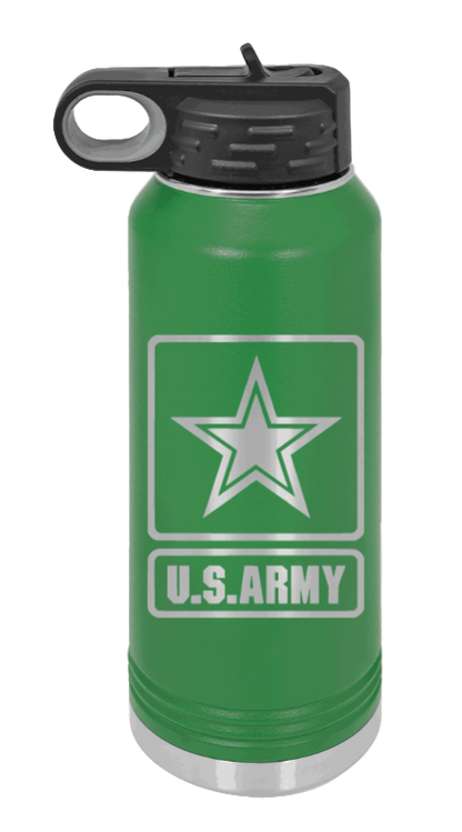Army - 32oz Water Bottle Laser Engraved- Green
