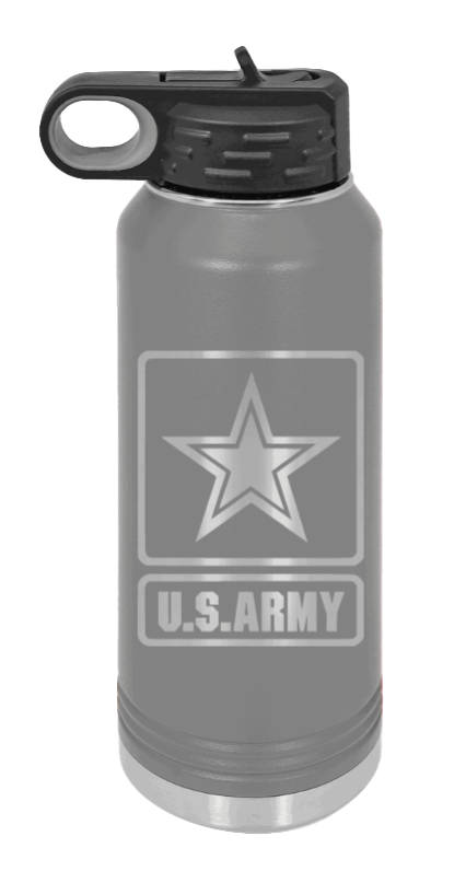 Army - 32oz Water Bottle Laser Engraved- Dark Grey