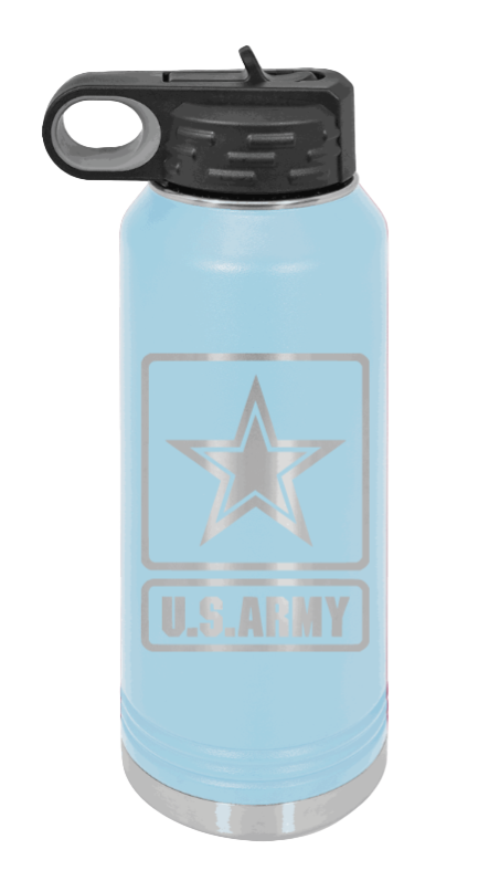 Army - 32oz Water Bottle Laser Engraved- Light Blue