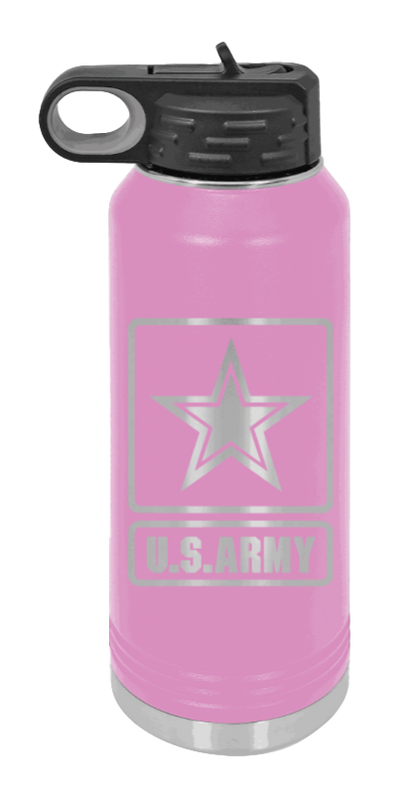 Army - 32oz Water Bottle Laser Engraved- Light Purple