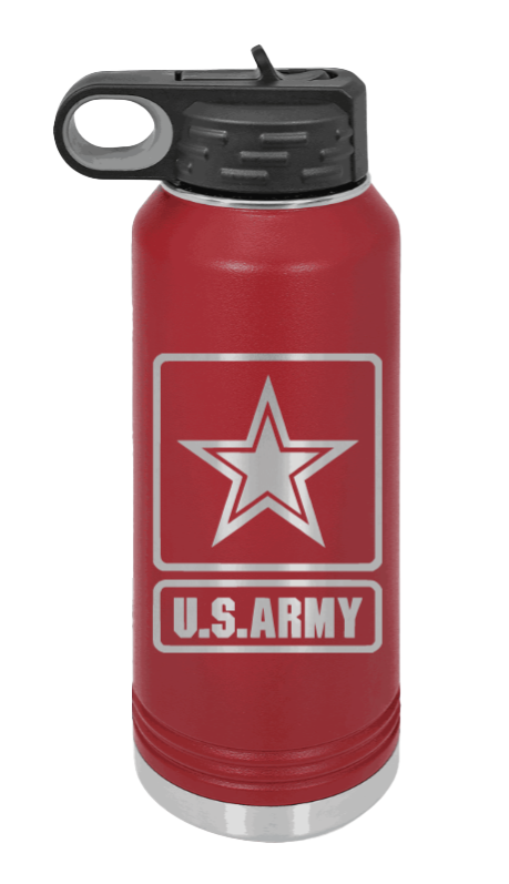 Army - 32oz Water Bottle Laser Engraved- Maroon