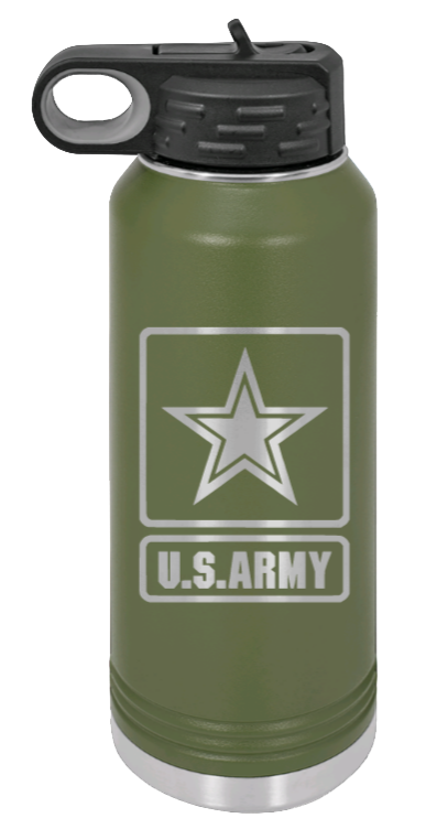Army - 32oz Water Bottle Laser Engraved- Olive