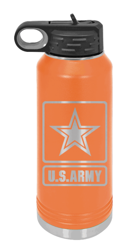 Army - 32oz Water Bottle Laser Engraved- Orange