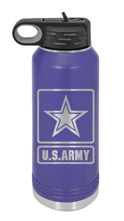 Army - 32oz Water Bottle Laser Engraved- Purple