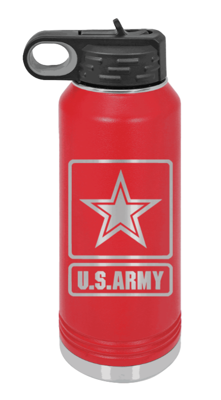 Army - 32oz Water Bottle Laser Engraved- Red