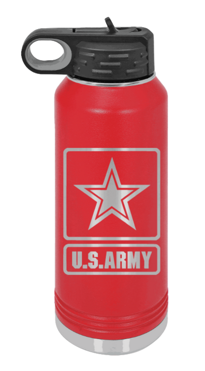Army - 32oz Water Bottle Laser Engraved- Red