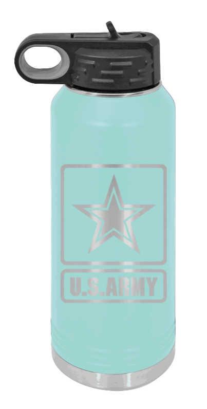 Army - 32oz Water Bottle Laser Engraved- Teal