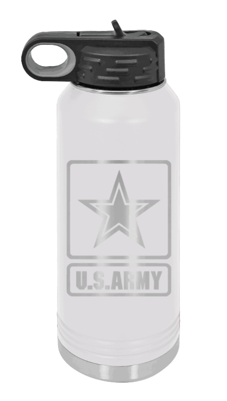 Army - 32oz Water Bottle Laser Engraved- White