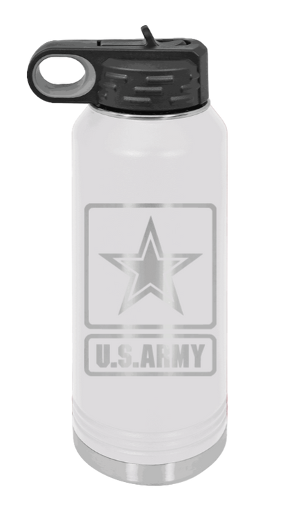 Army - 32oz Water Bottle Laser Engraved- White