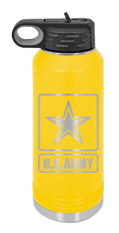 Army - 32oz Water Bottle Laser Engraved- Yellow