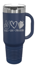 Load image into Gallery viewer, Peace Love Strawberries 40oz Handle Mug Laser Engraved
