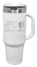 Load image into Gallery viewer, Peace Love Strawberries 40oz Handle Mug Laser Engraved
