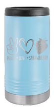 Load image into Gallery viewer, Peace Love Strawberries Laser Engraved Slim Can Insulated Koosie
