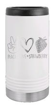 Load image into Gallery viewer, Peace Love Strawberries Laser Engraved Slim Can Insulated Koosie
