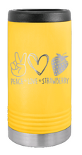 Load image into Gallery viewer, Peace Love Strawberries Laser Engraved Slim Can Insulated Koosie
