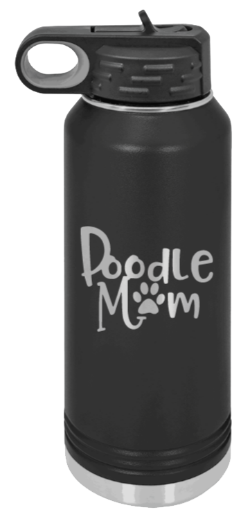 Doodle Mom - 32oz Water Bottle Laser Engraved- Black