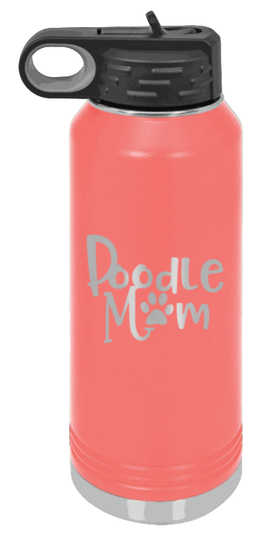 Doodle Mom - 32oz Water Bottle Laser Engraved- Coral