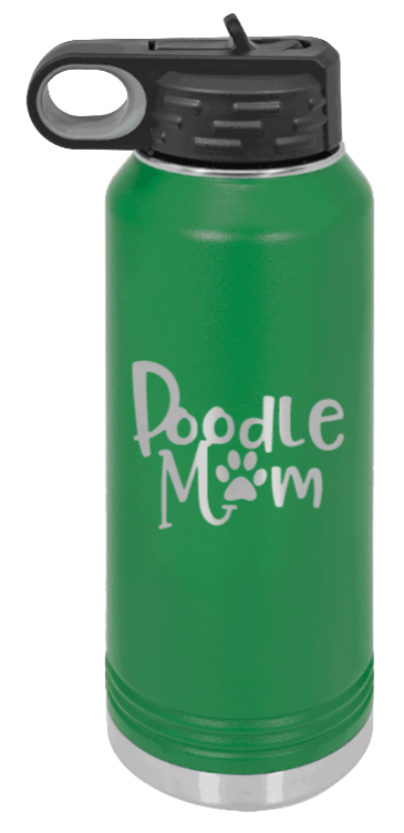 Doodle Mom - 32oz Water Bottle Laser Engraved- Green