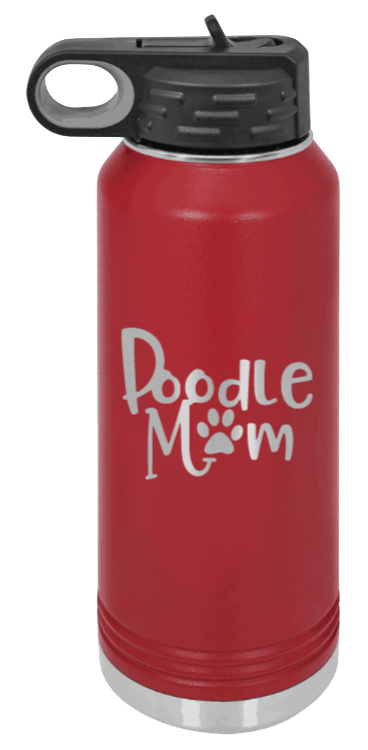 Doodle Mom - 32oz Water Bottle Laser Engraved- Maroon