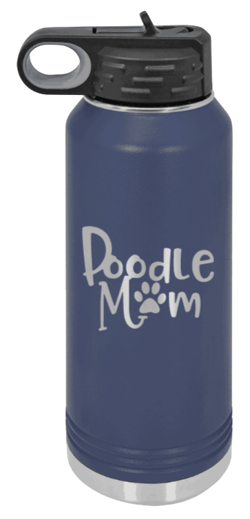 Doodle Mom - 32oz Water Bottle Laser Engraved- Navy