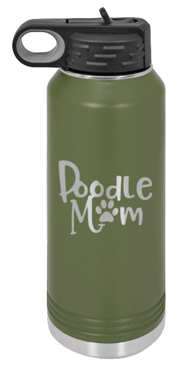 Doodle Mom - 32oz Water Bottle Laser Engraved- Olive