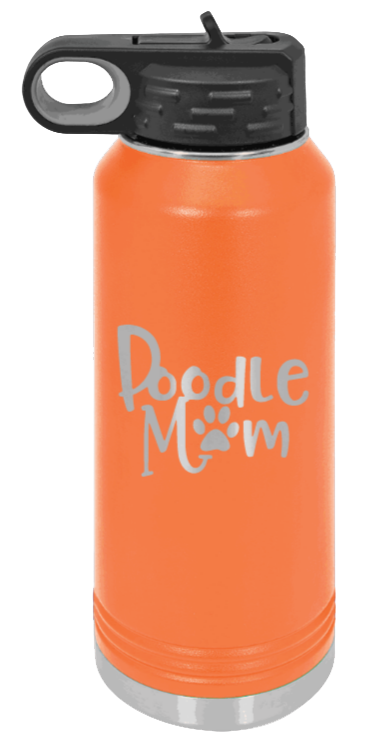 Doodle Mom - 32oz Water Bottle Laser Engraved- Orange
