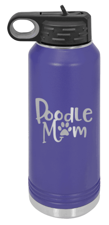 Doodle Mom - 32oz Water Bottle Laser Engraved- Purple