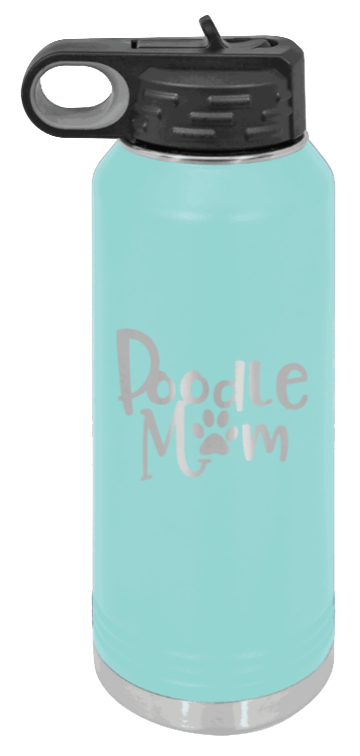 Doodle Mom - 32oz Water Bottle Laser Engraved- Teal