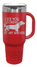 Load image into Gallery viewer, I See You Looking At My Weiner 40oz Handle Mug Laser Engraved
